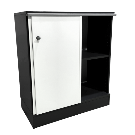 Αποθήκευση Kinnarps 3XA4 με δυο Συρόμενες Πόρτες χρώματος Λευκό Μαύρο 120X40X125