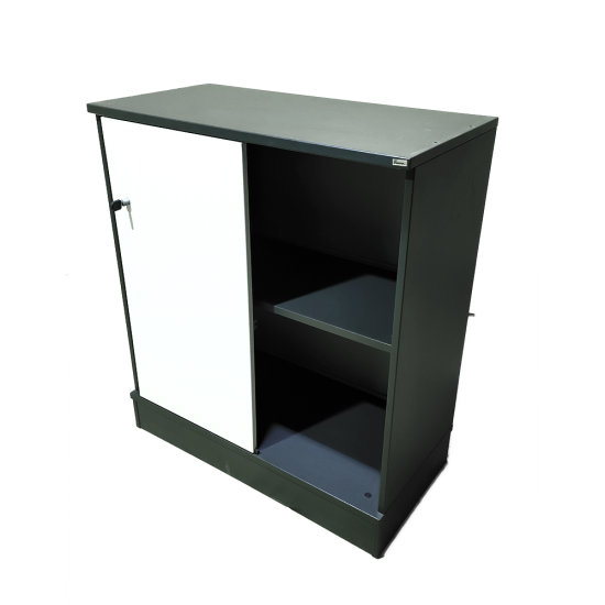 Αποθήκευση Kinnarps 2XA4 με δυο Συρόμενες Πόρτες χρώματος Λευκό / μαύρο 40X120X120